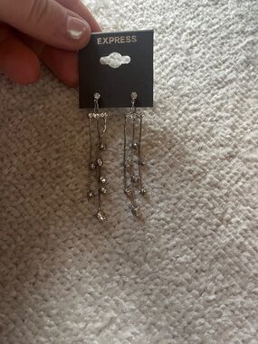 Express Silver-tone Rhinestone Cascade Drop Earrings